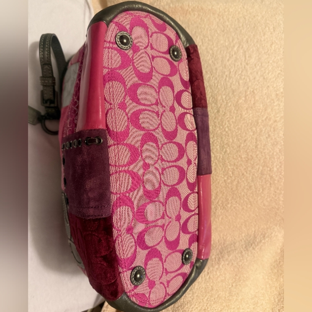 Coach Patchwork Tote in Pink, Magenta & Silver - Picture 7 of 13